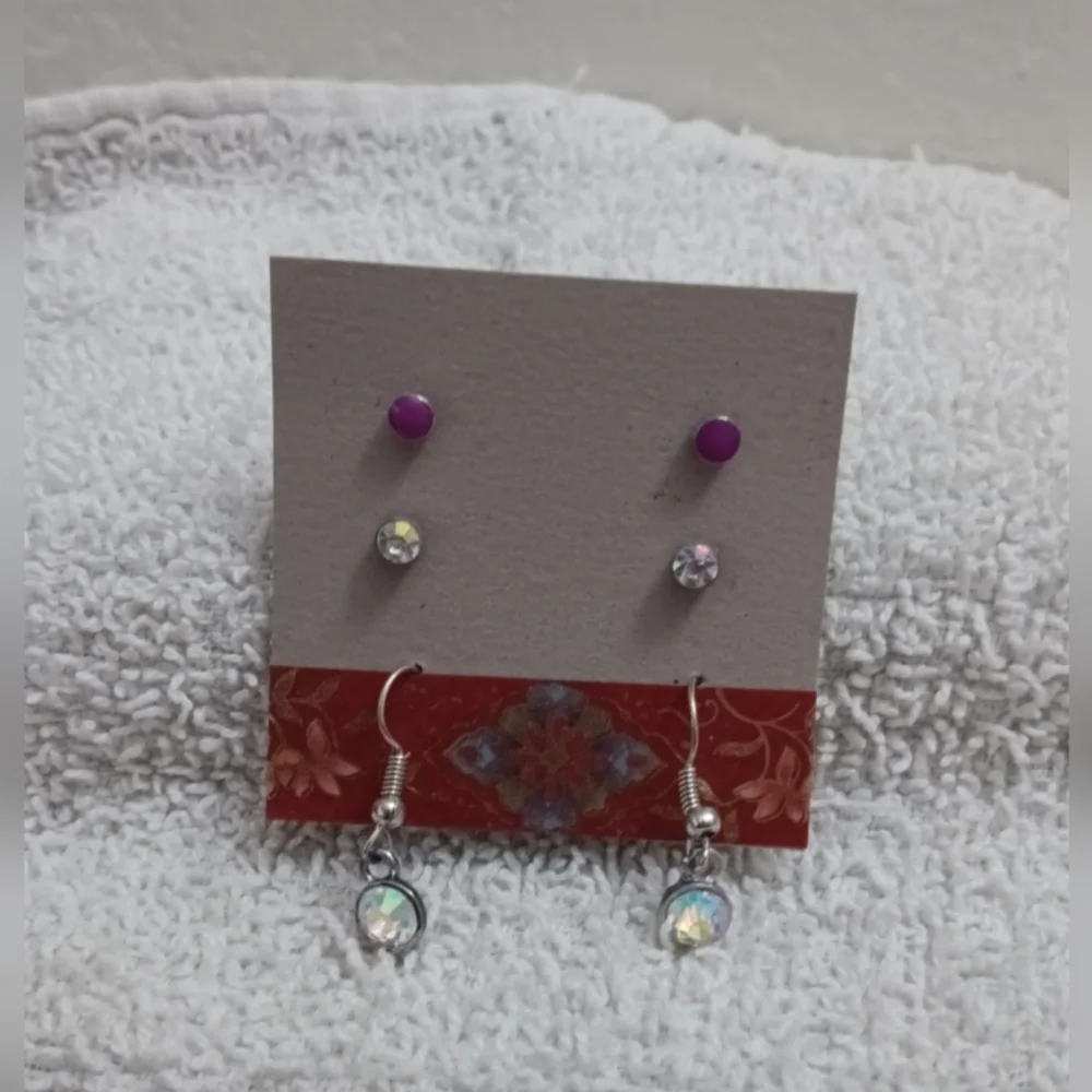 Purple and Iridescent Earring Set